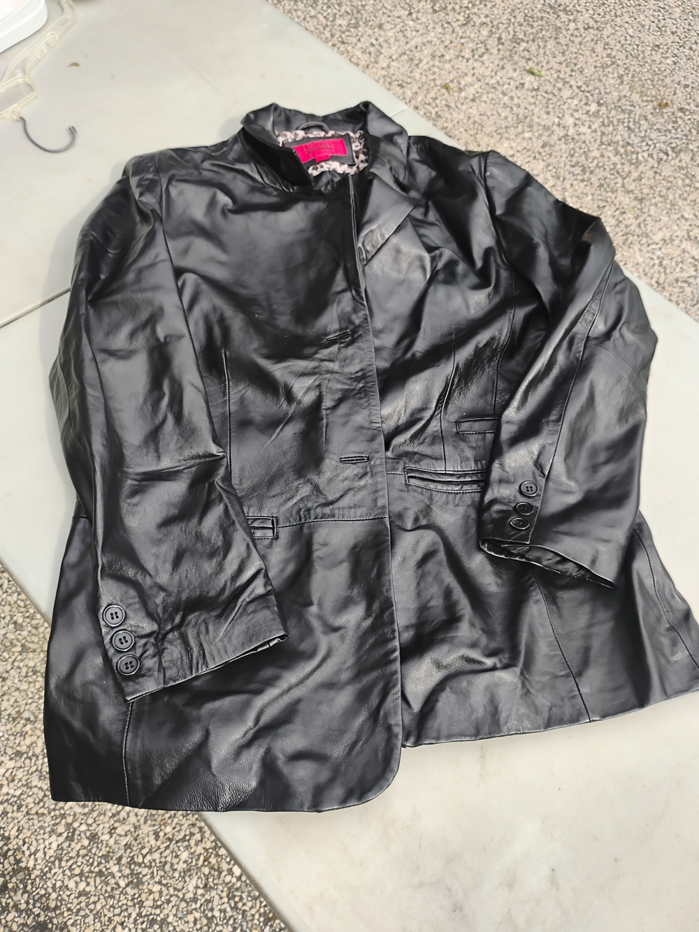 Women’s Black Leather Jacket Blazer - Sleek Tailored Coat
